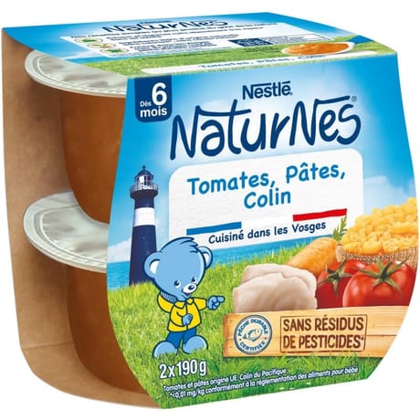 Naturnes tomate pate colin dès 6mois 2x190g