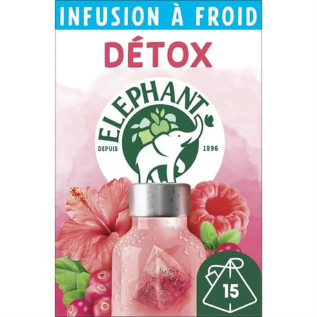 Elephant infusion à froid détox cranberry framboise hibiscus 15x34g