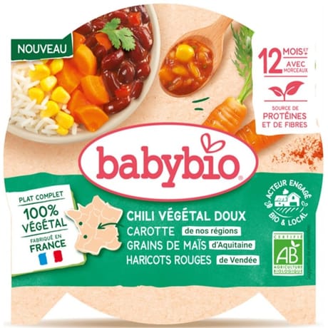 Babybio veggie - assiette chili vegetarien doux 230g