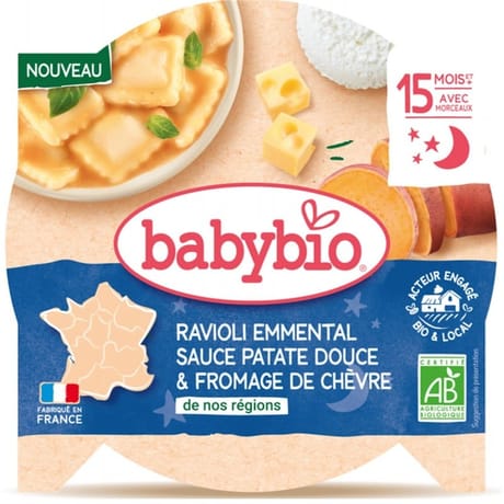 Babybio assiette - ravioli emmental de france dès 15mois 190g