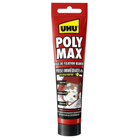 Poly max prise immediate & sechage rapide blanc tube 165g