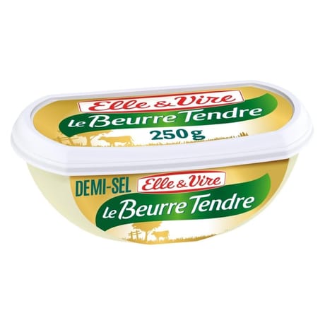 Elle & vire beurre tendre de normandie demi sel 80% mg barquette250g