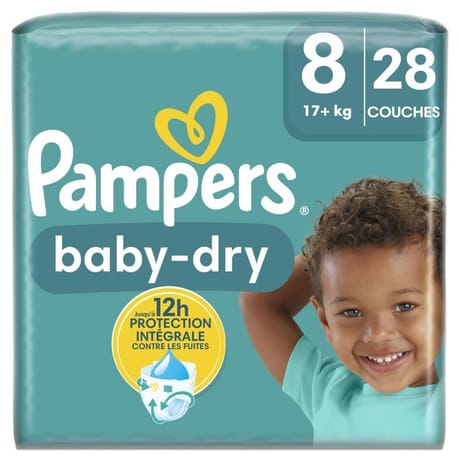 Pampers baby-dry taille 8 couches 17kg+ x28