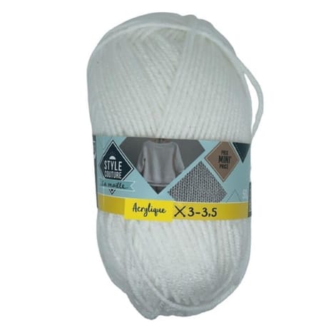 Pelote de laine blanc acrylique col 1 blanc Style Couture