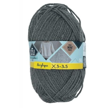 Pelote de laine acrylique col 6 gris Style Couture