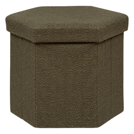 Pouf pliable hexagonal bouclette "jaiko" kaki