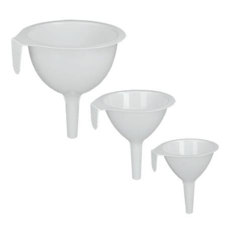 3 entonnoirs plastique 7-9- 11cm