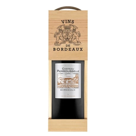 Coffret bois magnum bordeaux château Pierrousselle 14% Vol.1.5 l