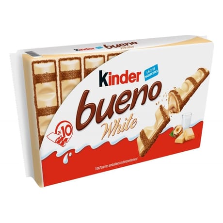 Kinder bueno white gaufrettes enrobees de chocolats blanc 10 x2 390g barres