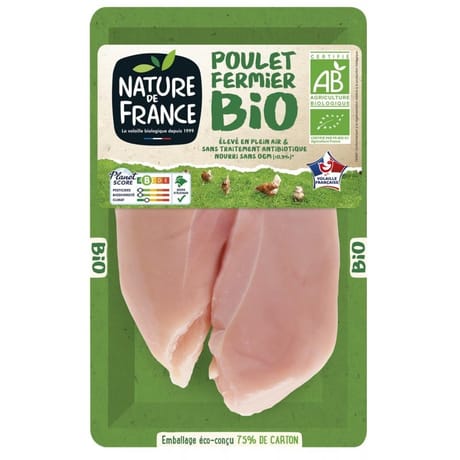 Nature de France filet de poulet fermier bio blanc x2