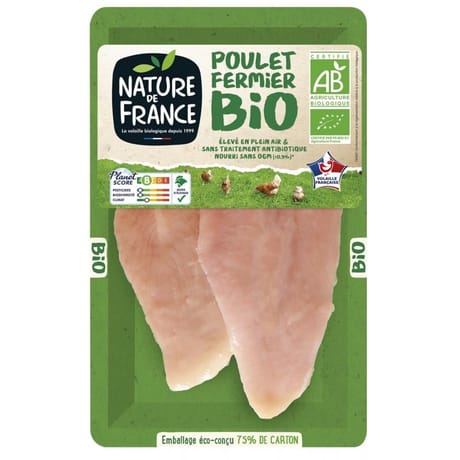 Nature de France escalope de poulet fermier extra fine bio x2