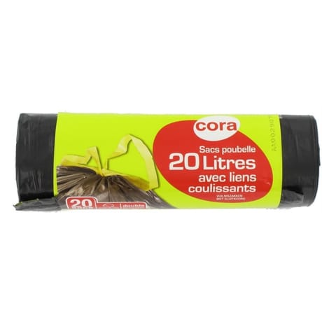Cora sacs poubelle x20 liens coulissants 20 litres