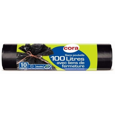 Cora sacs poubelle x10 liens classiques 100l