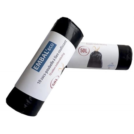 Embal'eco sacs poubelle à lien coulissant 50l x10