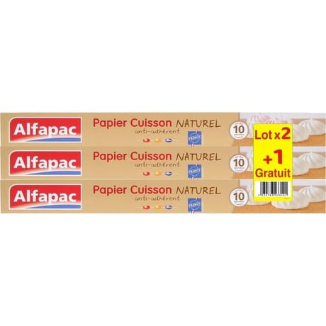 Lot de 2 papiers cuisson naturel 10m