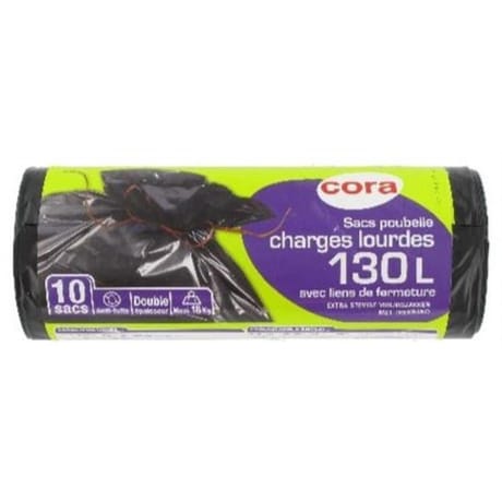 Cora sacs poubelle x10 liens classiques 130 litres