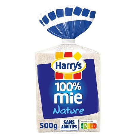 Harry's 100% mie pain de mie sans croûte nature grandes tranches 500g