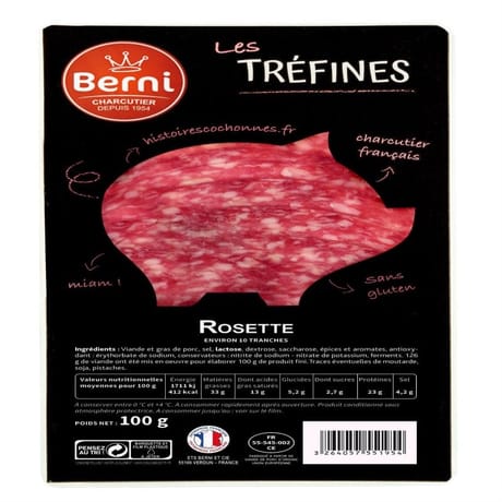 Berni les tréfines rosette pur porc tranché environ 10 tranches 100g