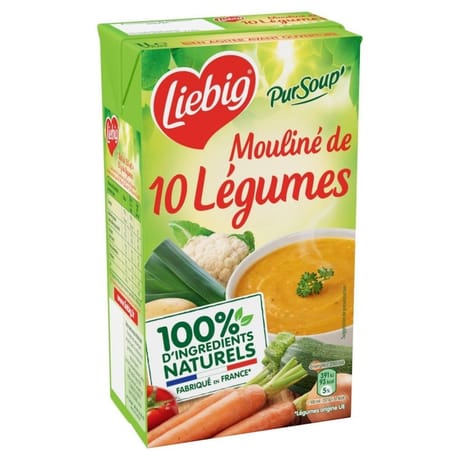 Liebig pursoup mouliné de 10 légumes variés brique 1l