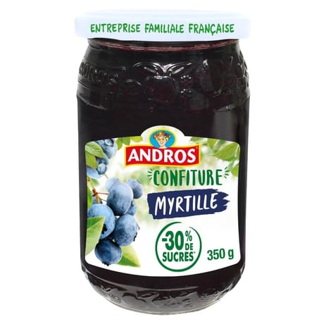 Andros confiture allégée de myrtilles 350g