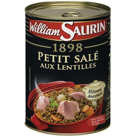 William saurin 1898 petit salé aux lentilles - plat cuisiné 420g