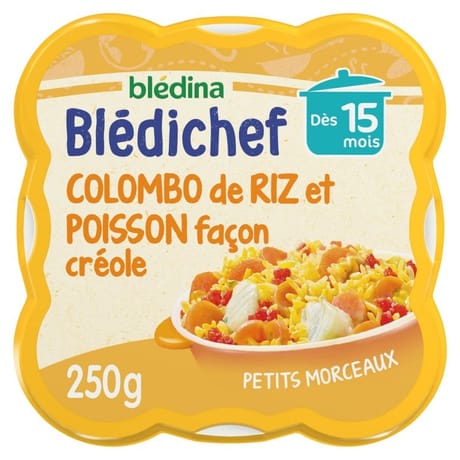 Blédina blédichef colombo de riz et poisson façon créole dès 15mois 250g