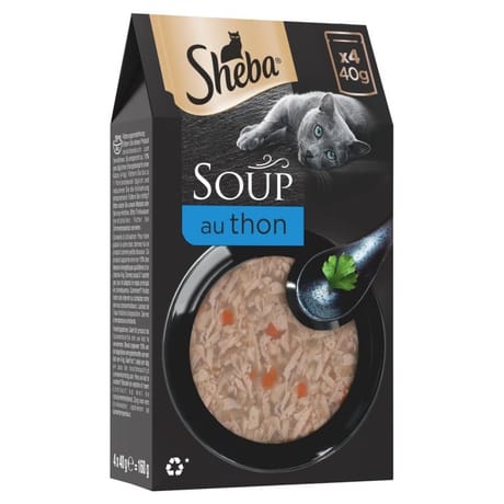 Sheba soupe sachets fraicheur aux filets de thon pour chat 4x40g
