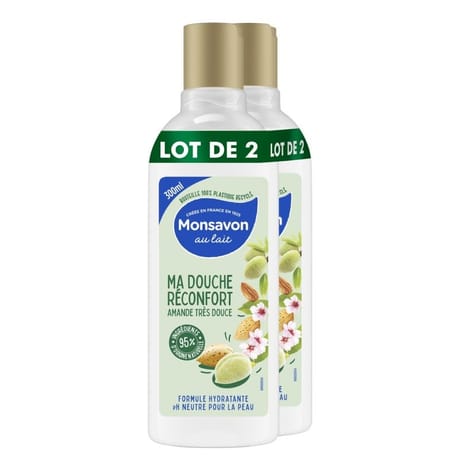 Monsavon au lait gel douche amande très douce 300ml lot de 2