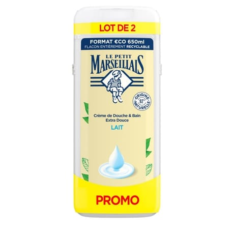 Le Petit Marseillais  douche & bain extra doux lait 2x 650ml 1332g