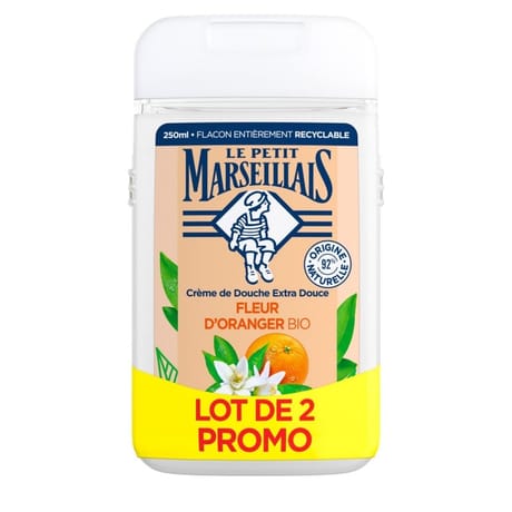 Le Petit Marseillais douche extra doux fleur d'oranger bio 2x250ml