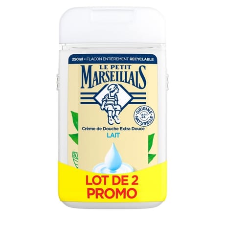 Le Petit Marseillais douche & bain extra doux lait 2x250ml