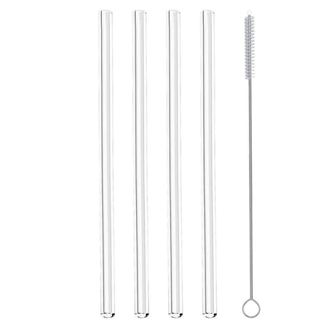 4 pailles droites en verre + goupillon
