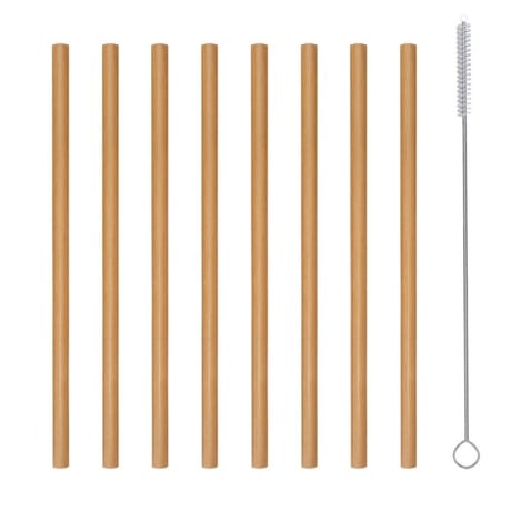 8 pailles bambou 20cm + goupillon