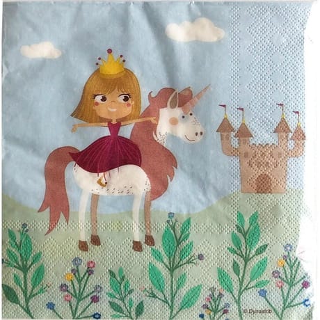 Serviettes x20 princesse licorne 33x33cm