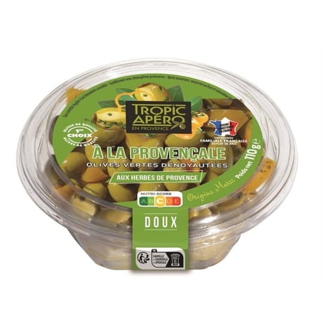 Olives vertes dénoyautées à la Provençale aux Herbes de Provence 110g