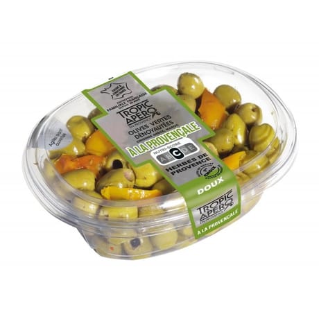 Olives vertes dénoyautées provençales - herbes de Provence 200g