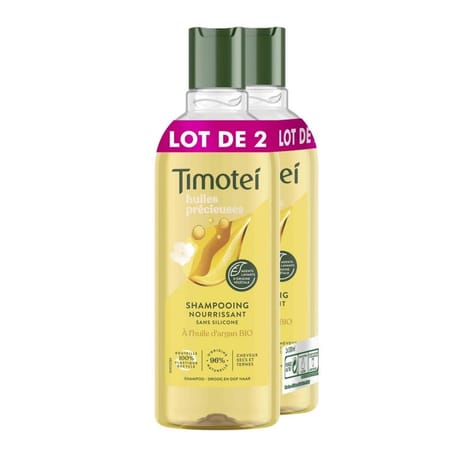 Timotei shampoing femme huile d'argan bio & fleur de jasmin 2x300ml