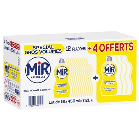 Mir vaisselle citron 450 ml 12+4 gratuit