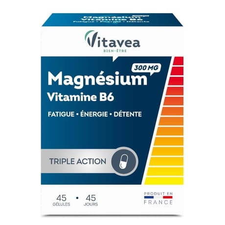 Vitavea magnésium 300mg vitamines B6 45 gélules
