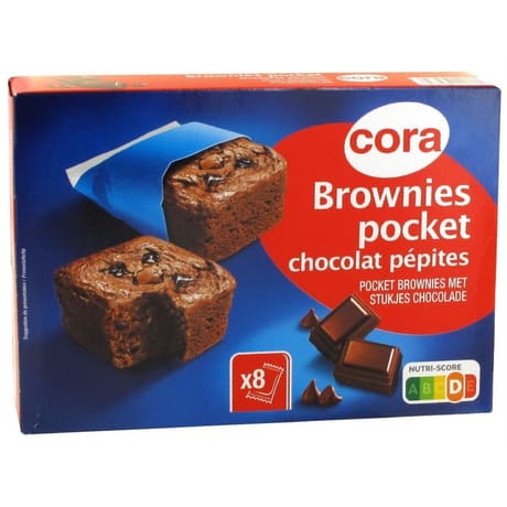 Cora mini brownies chocolat pépites x8 240g