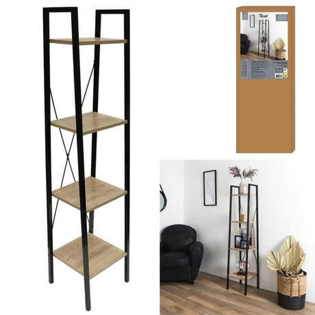 Etagère "bois" et métal 148x34x32cm