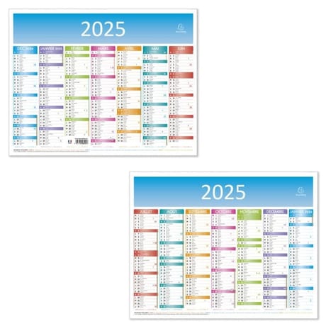 Exacompta calendrier grille recto verso 7 mois janvier décembre 43x33.5 cm
