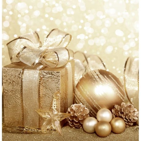 Serviettes x20 decorees cadeau et boule or 33x33cm 3 plis