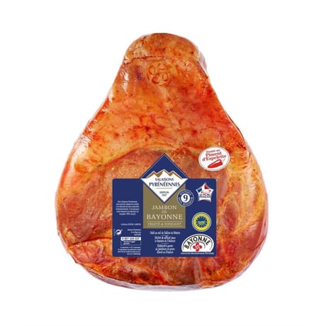 Jambon de bayonne igp 9 mois frotté au piment d'espelette-désossé