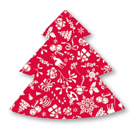 12 serviettes forme sapin christmas forever blanc fond rouge
