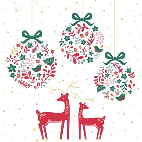 20 serviettes 33x33cm boules de sapin folk