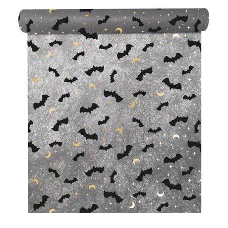 Chemin de table 28x400cm intisse bat's night gris / or brillant
