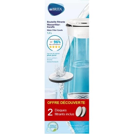 Brita bouteille filtrante blanche + 2 Microdiscs- offre découverte 1043195