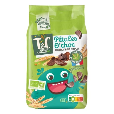 Terres et céréales pétales o'choc bio 375g