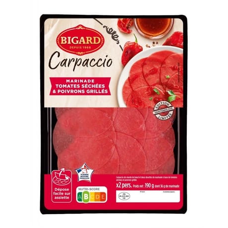 Carpaccio boeuf tomates séchées et poivrons grillés 190g bigard